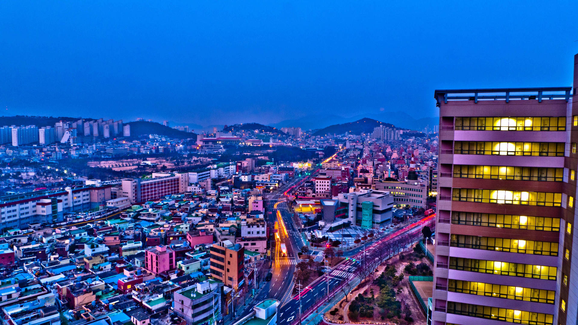 Città Urbana Di Busan Corea Del Sud Sfondo