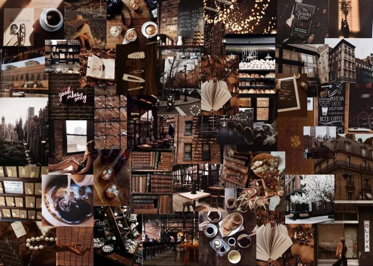 Urban Coffeehouse Collage Wallpaper