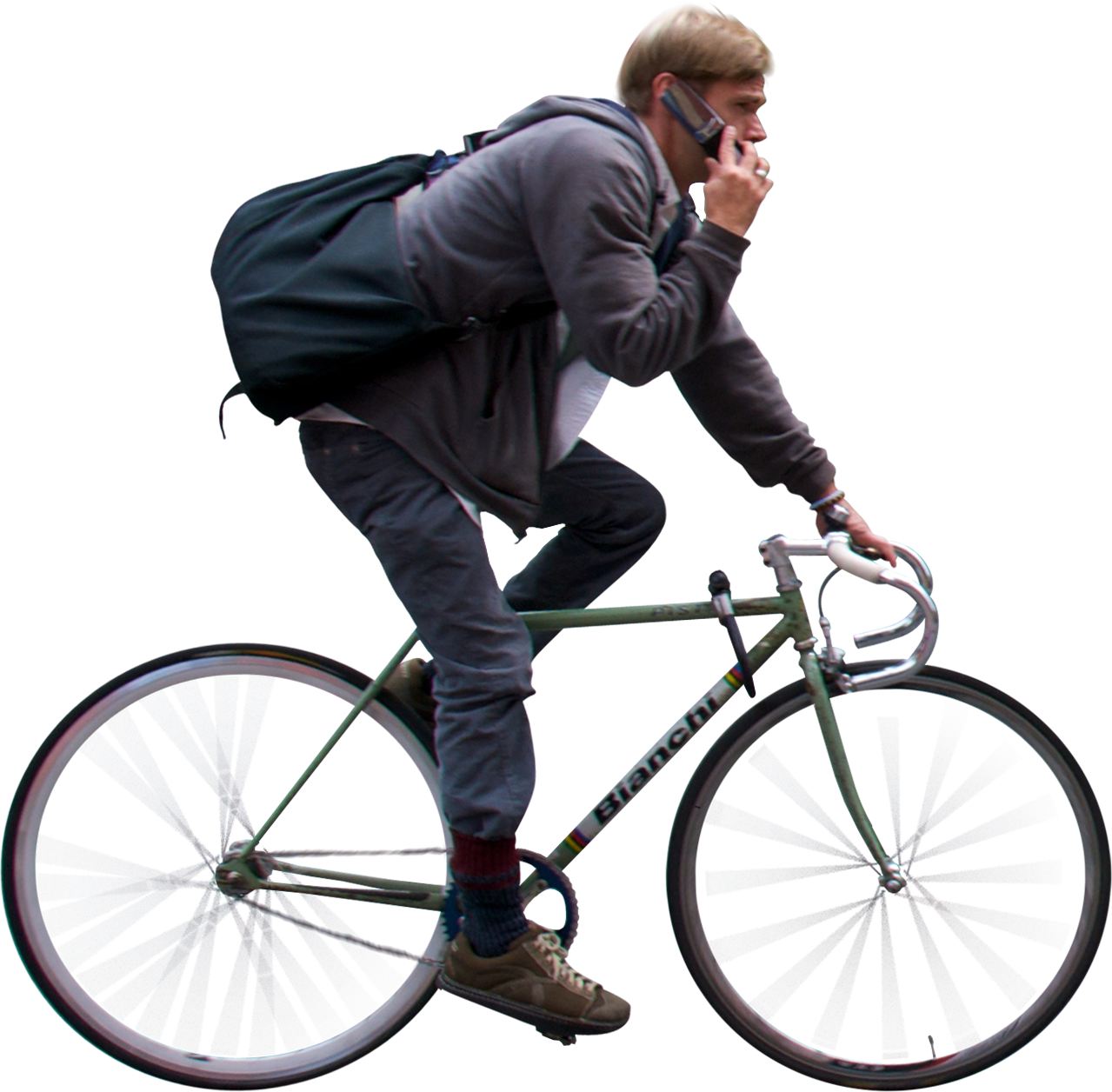 Urban Cyclist Phone Call PNG