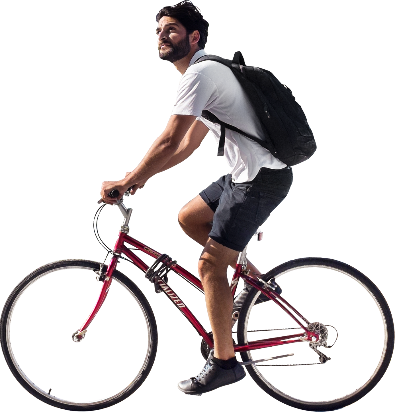 Urban Cyclistwith Backpack PNG