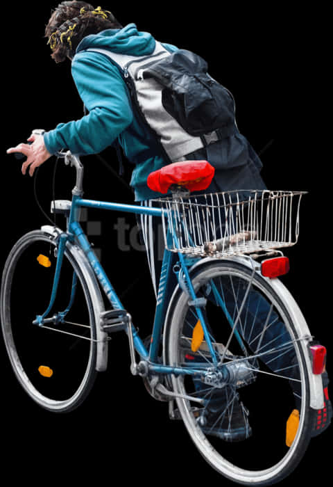 Urban Cyclistwith Backpackon Bike PNG