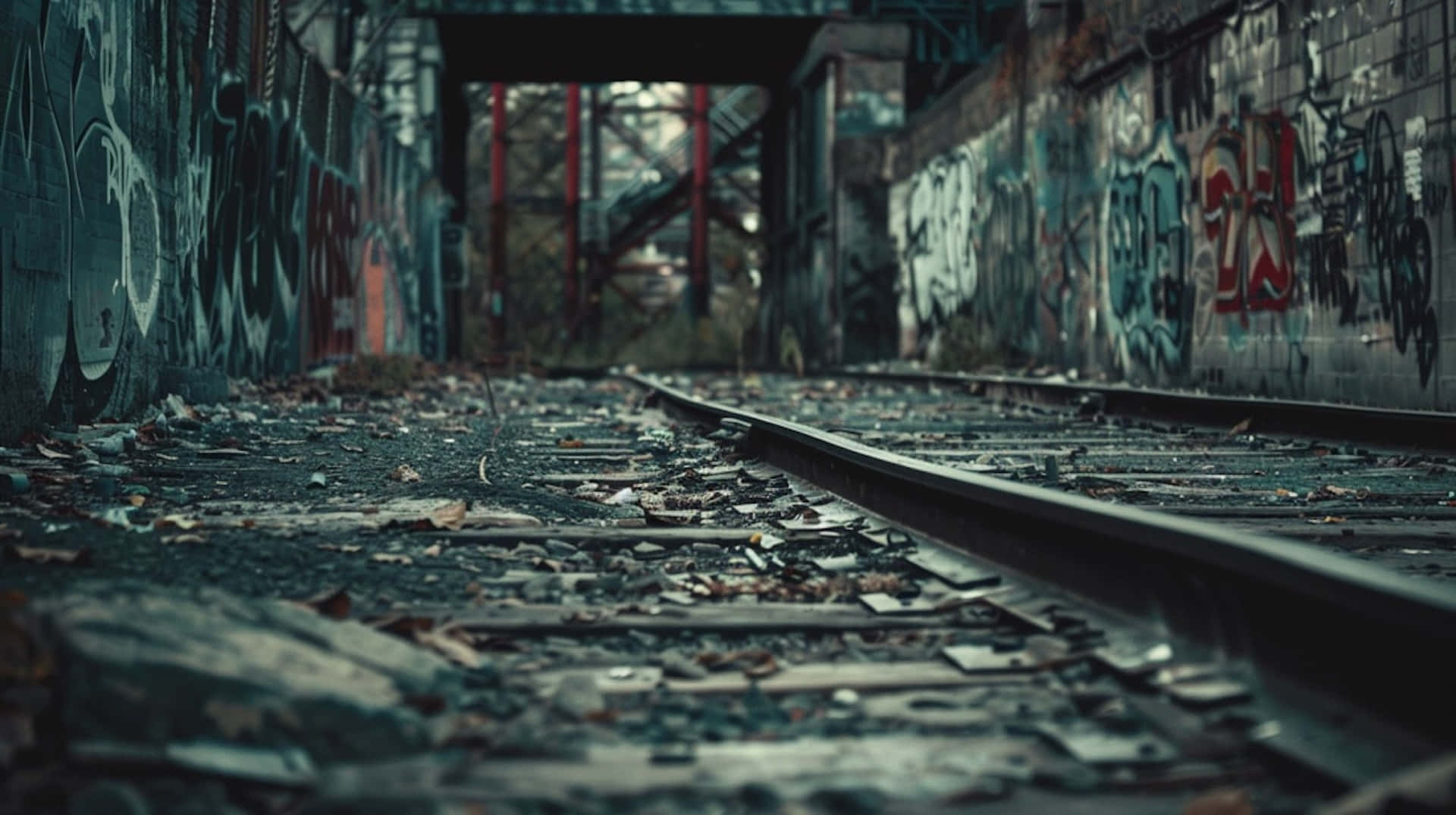 Urban Decay Railroad Track Graffiti Wallpaper