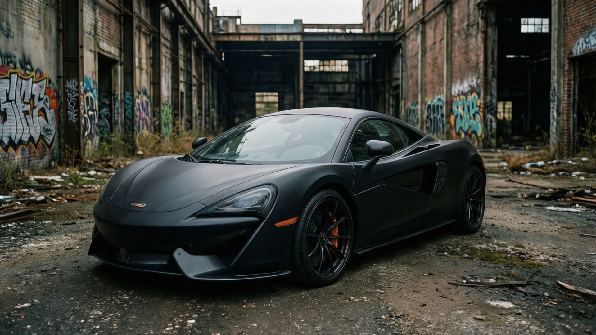 McLaren 570S i et forlatt industrielt urbant miljø.