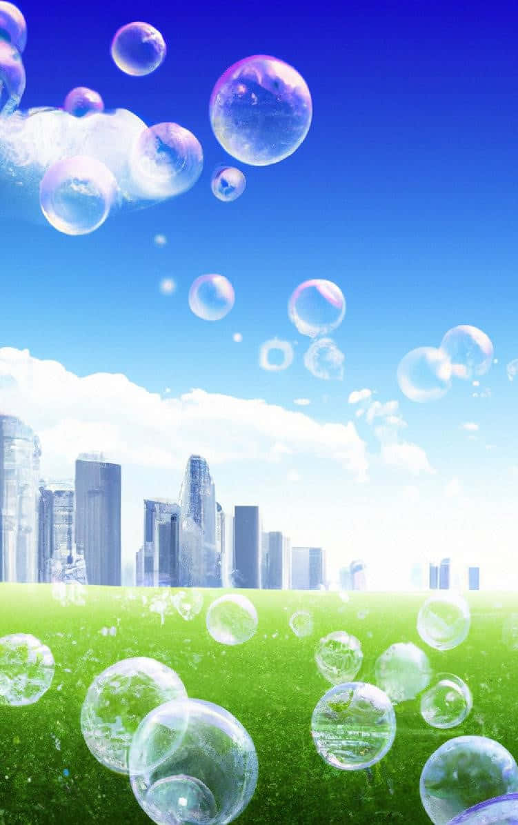 Urban Fantasy Bubbles Skyline Wallpaper