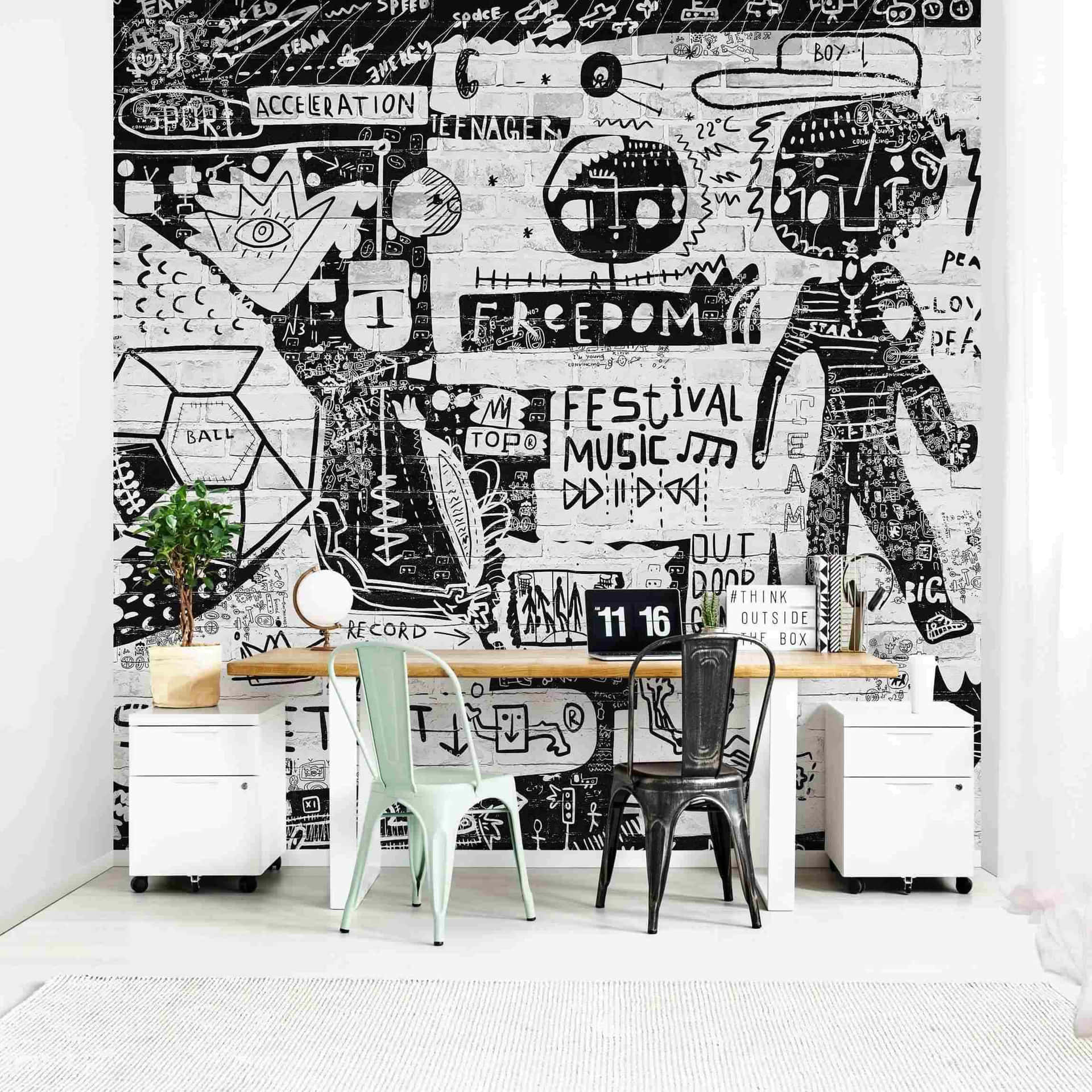 Urban Graffiti Home Office Decor Wallpaper