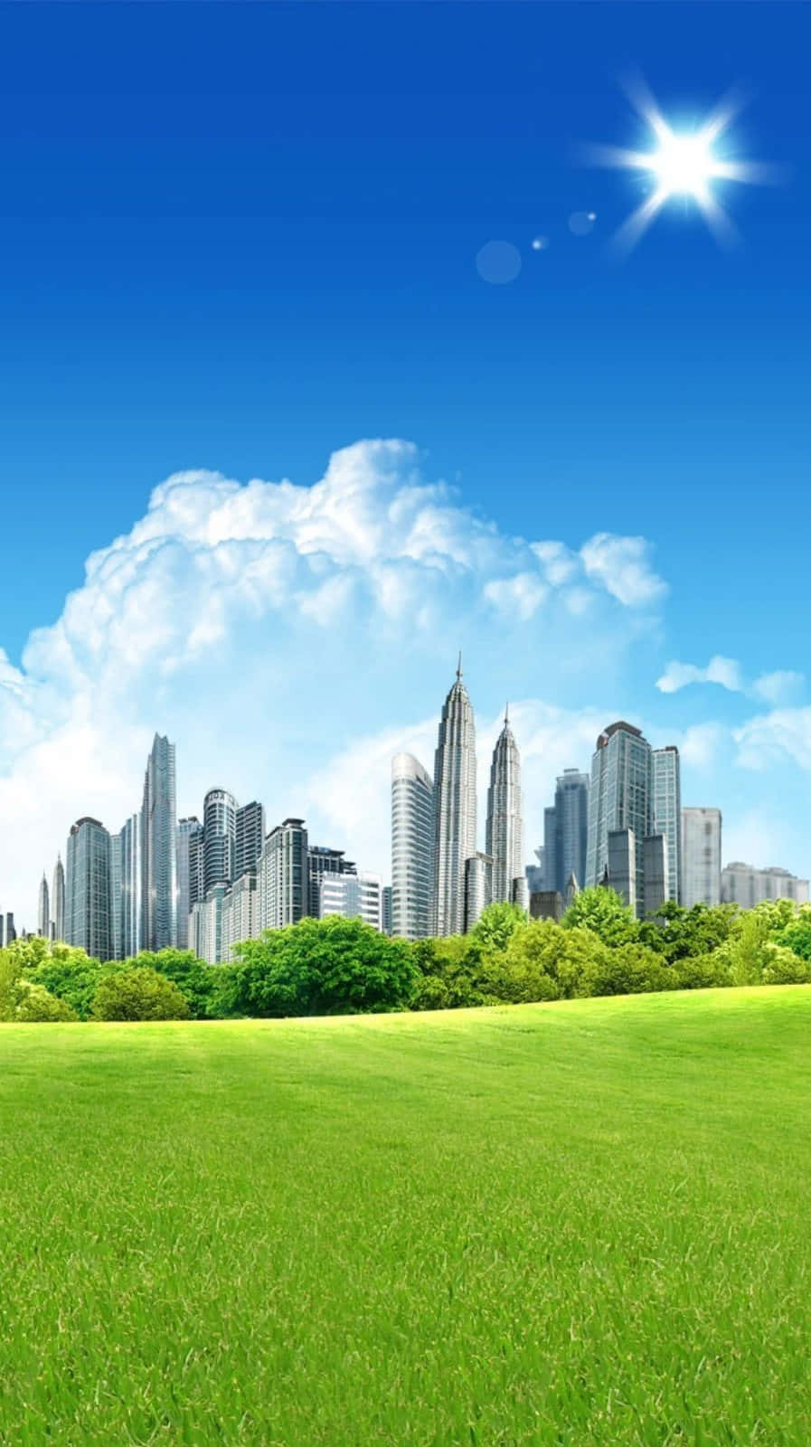 Urban Greenery Skyline Wallpaper