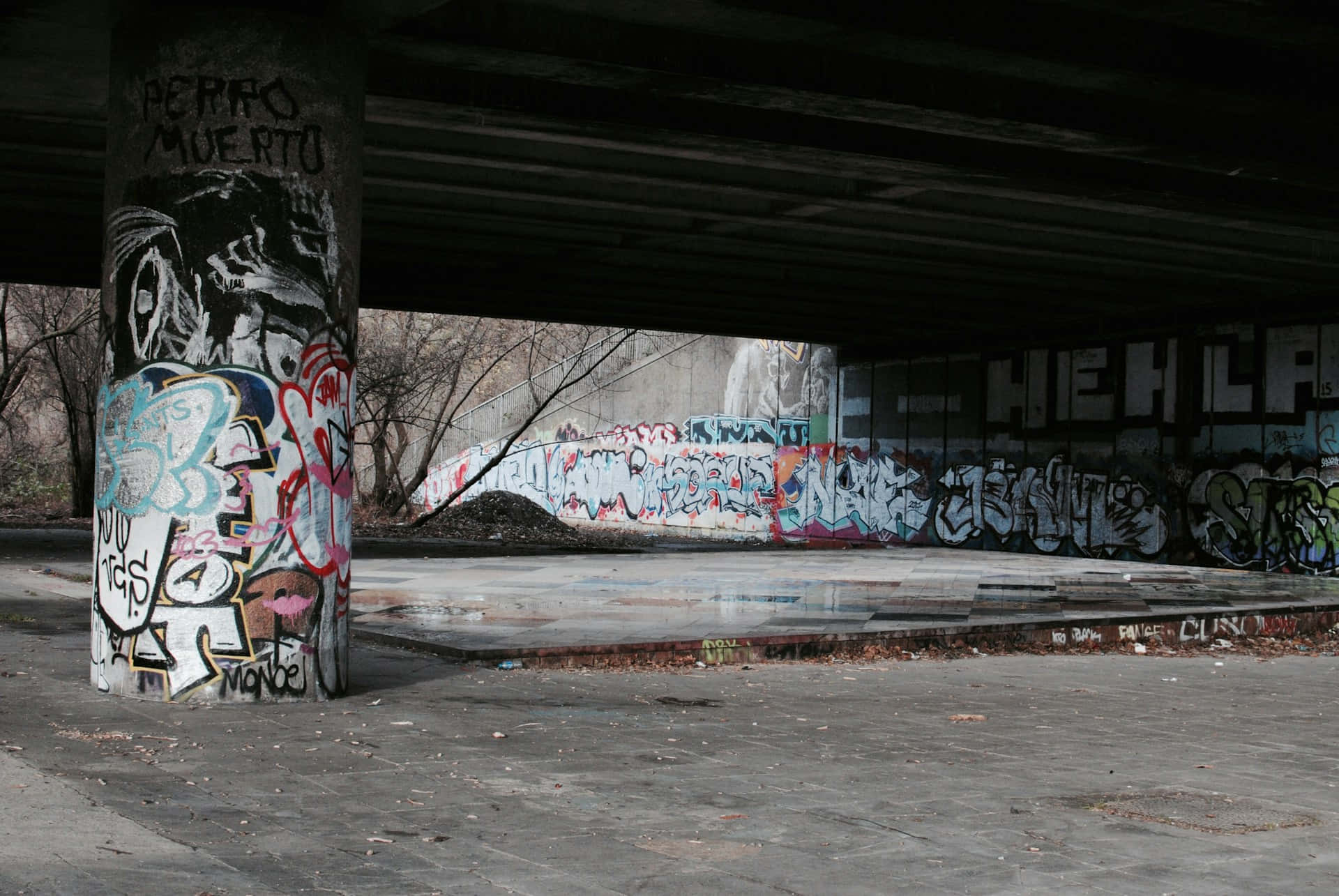 Urban Grunge Graffiti Underpass.jpg Wallpaper
