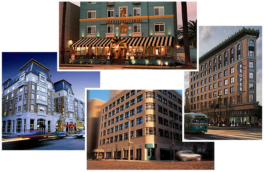 Urban Hotel Exteriors Collage PNG