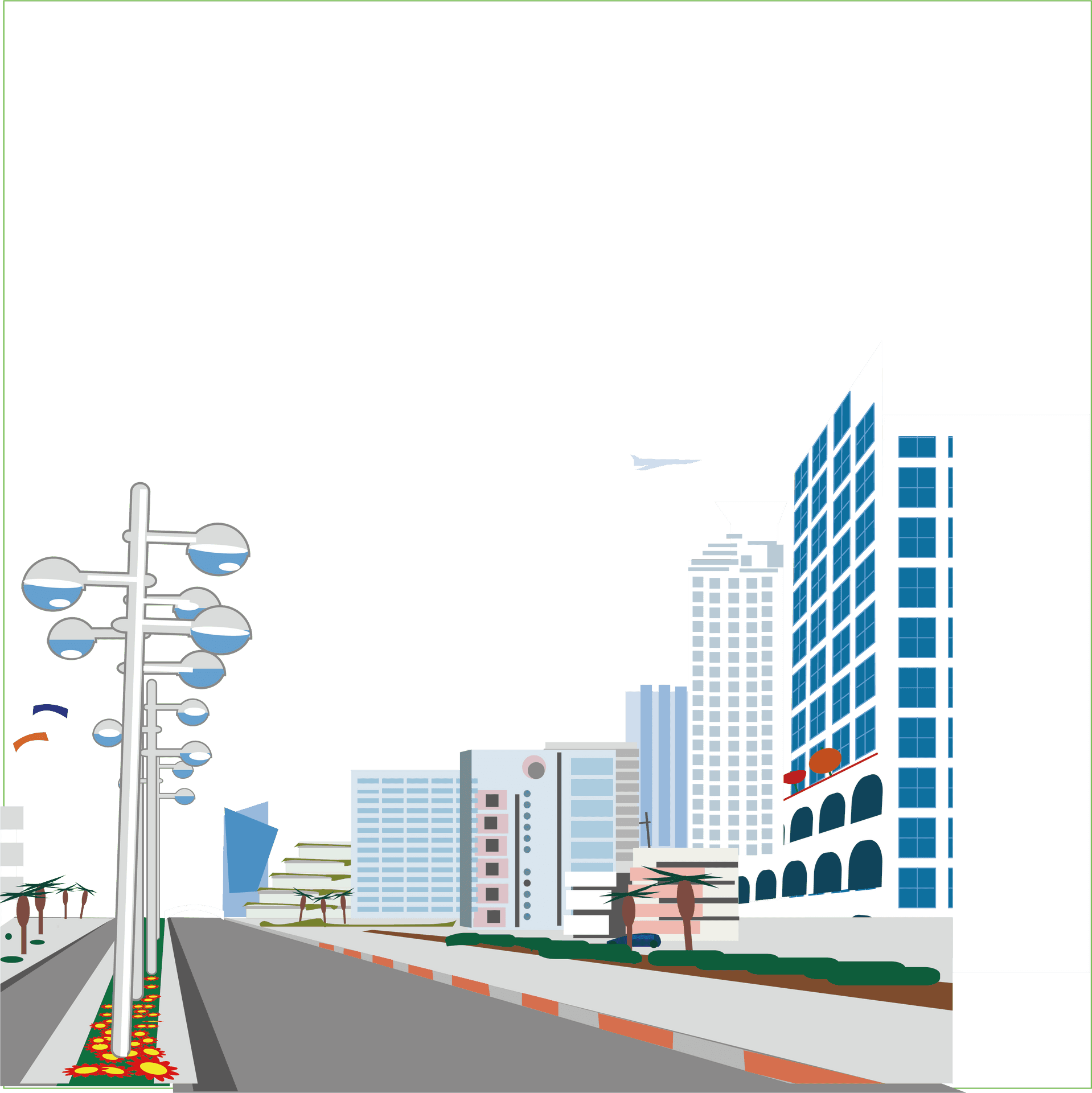 Urban Landscape Vector Illustration PNG