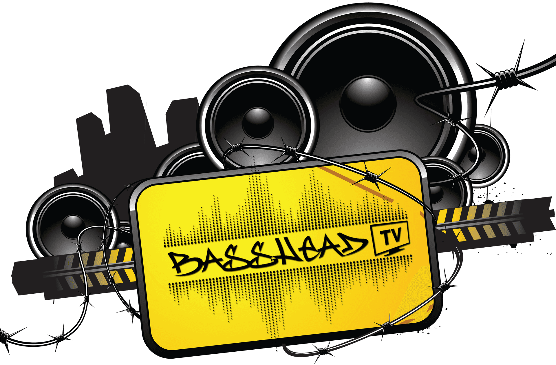 Urban Music Speakers Barbwire Graphic PNG