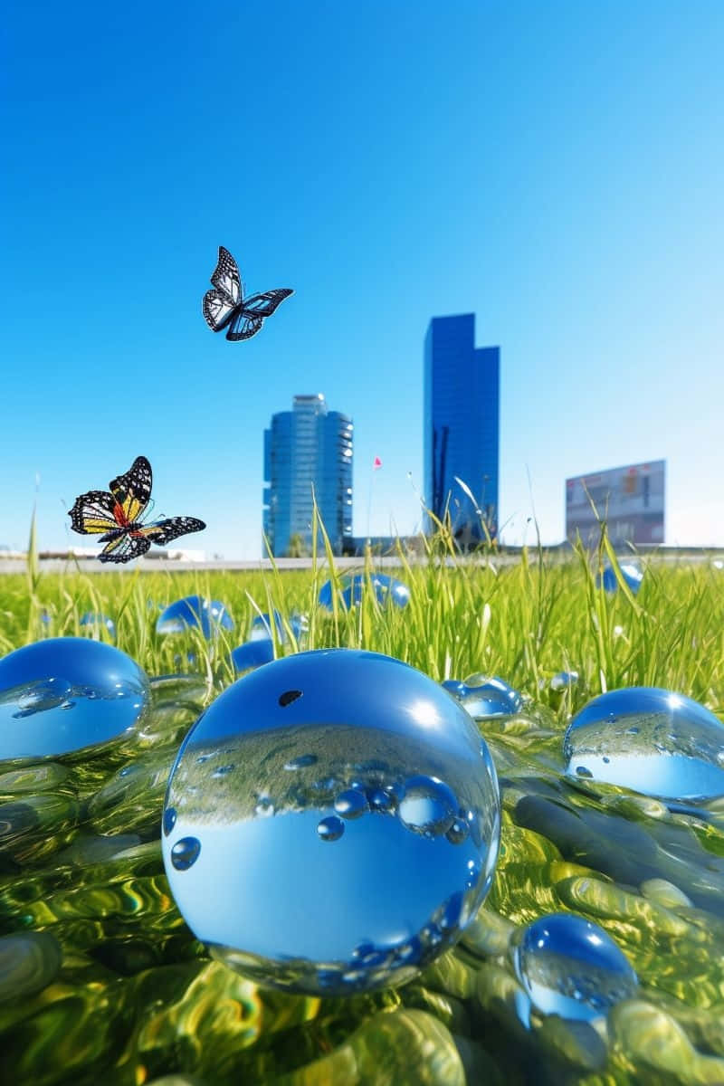 Urban Nature Harmony Spheres Butterflies.jpg Wallpaper