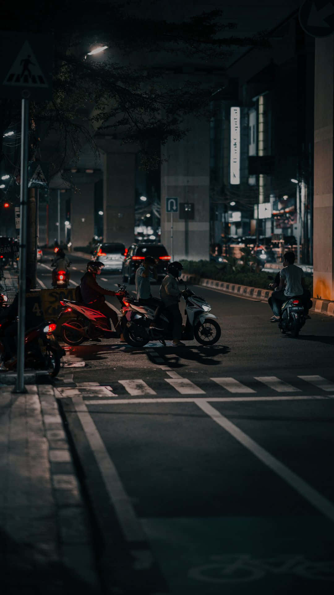 Urban_ Night_ Motorcyclists.jpg Wallpaper