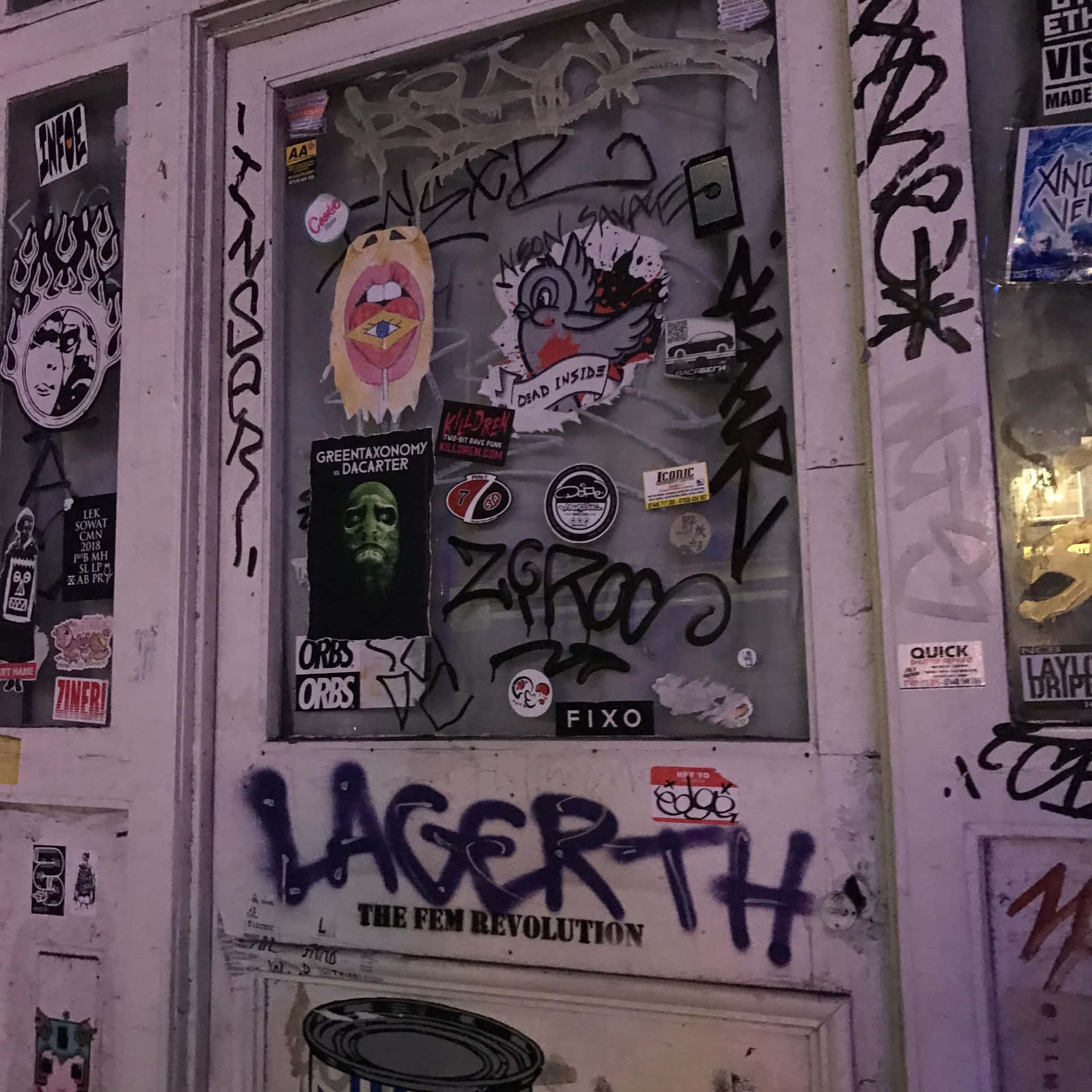 Urban Punk Aesthetic Doorway Stickers Graffiti Wallpaper