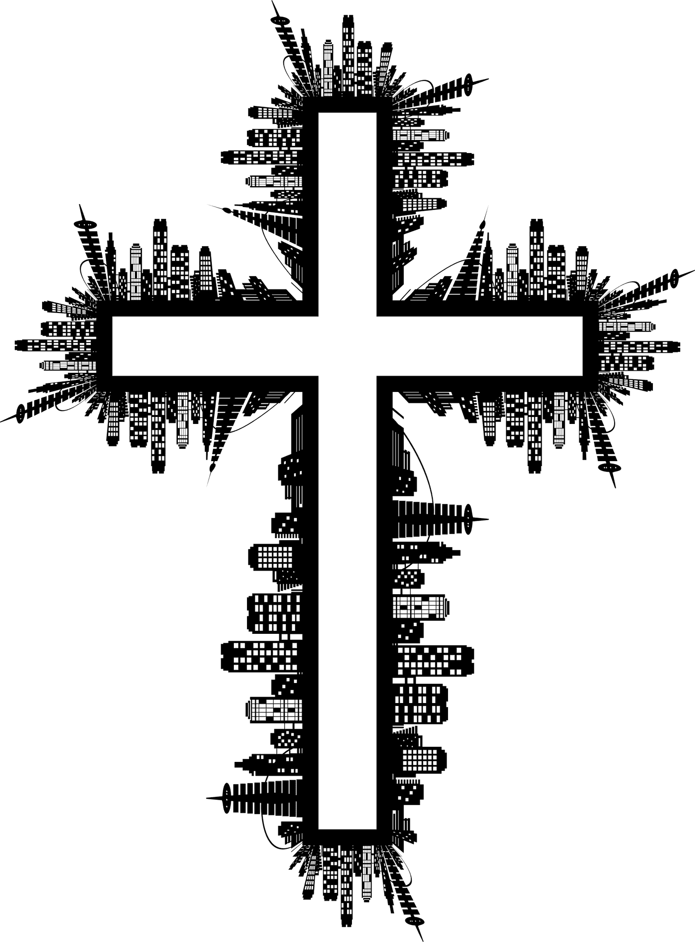 Urban Silhouette Cross Graphic PNG