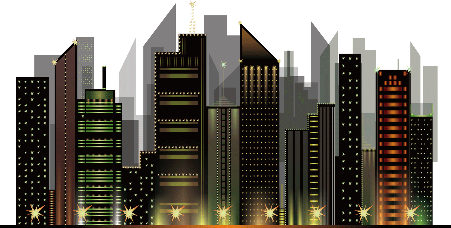 Urban Skyline Night Illustration PNG