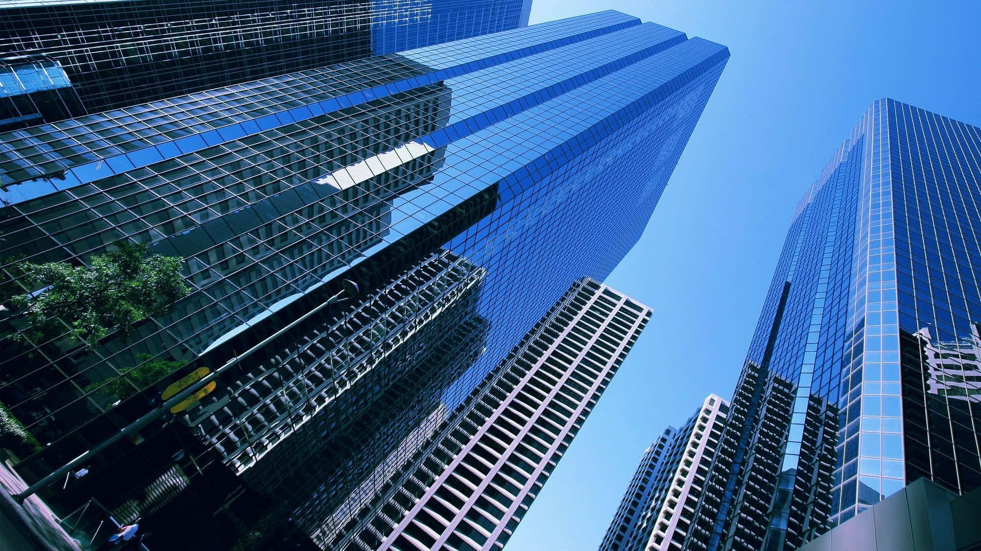 Urban Skyscrapers Blue Sky Wallpaper