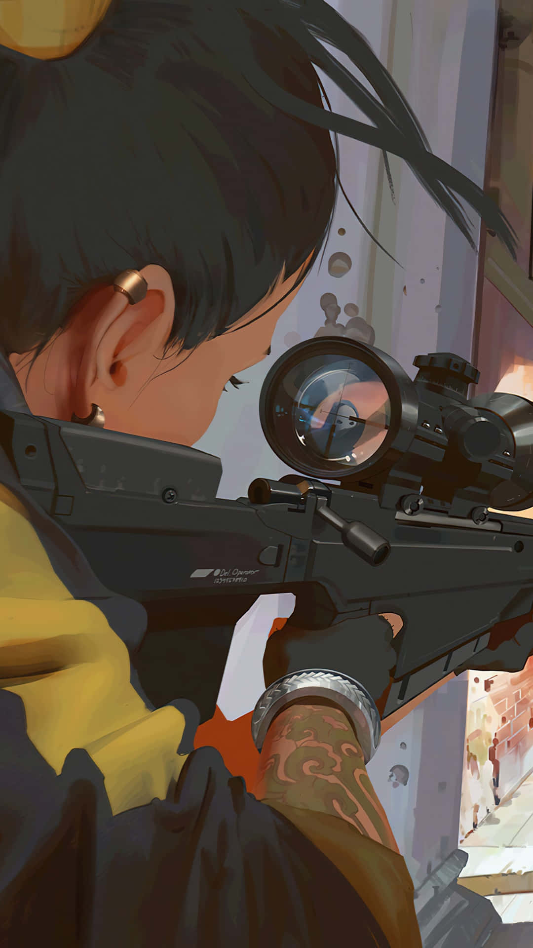 Urban Sniper Aiming Illustration Wallpaper