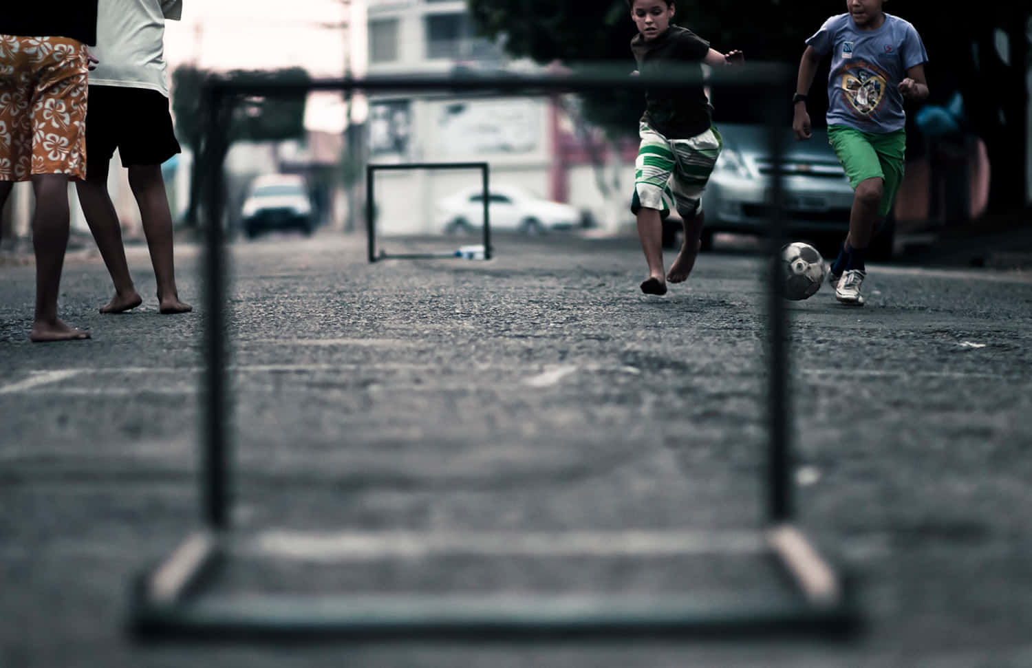 Urban Street Soccer Action Wallpaper