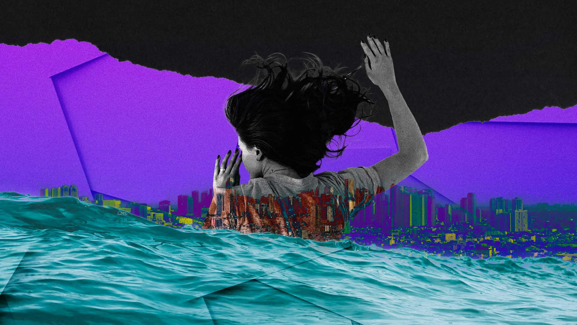 Urban_ Waves_ Collage_ Art Wallpaper