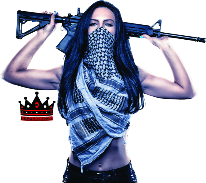 Urban_ Warrior_ Woman_with_ Rifle.png PNG