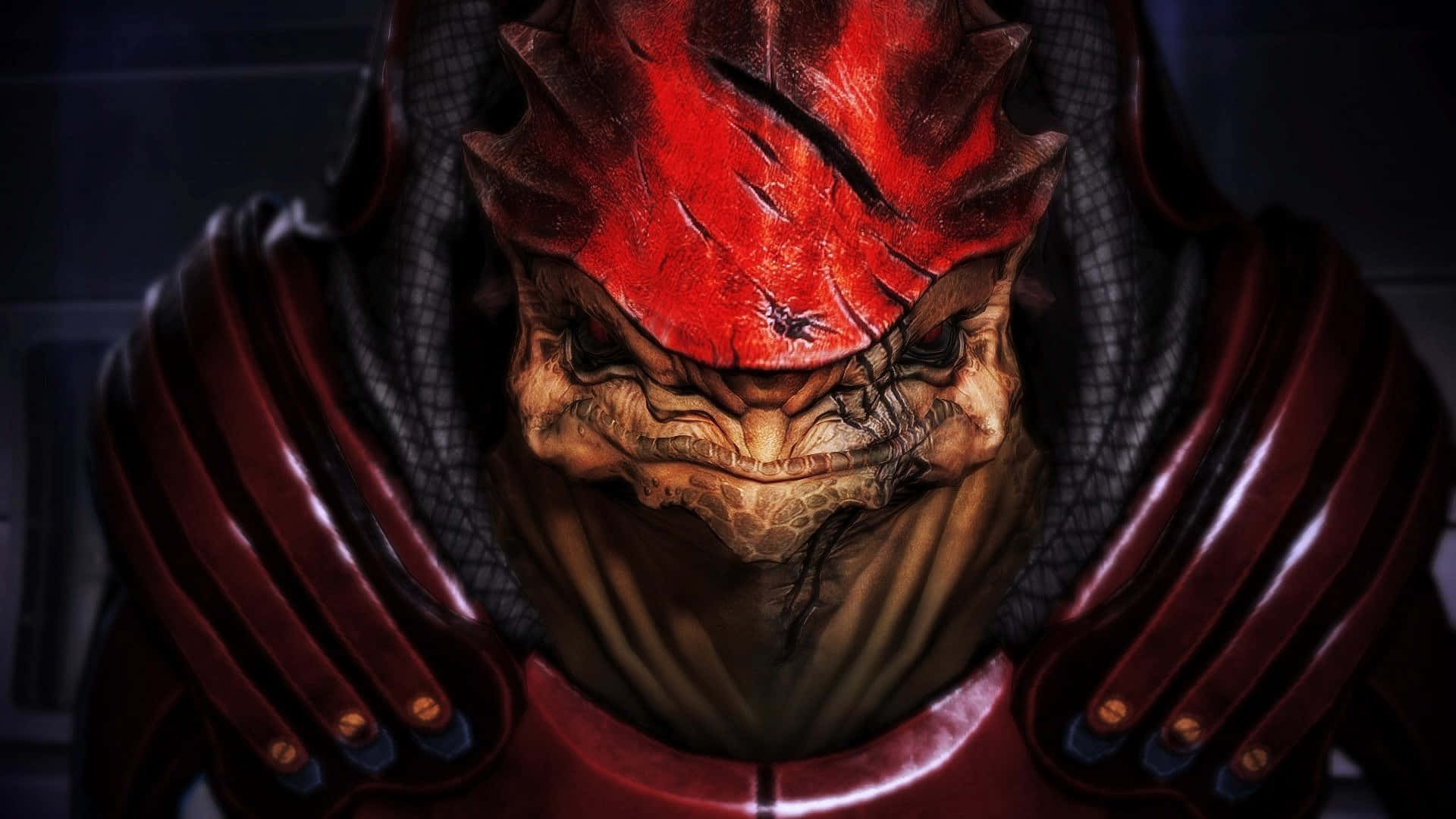 Urdnot Wrex, the powerful Krogan warrior from the Mass Effect series Wallpaper