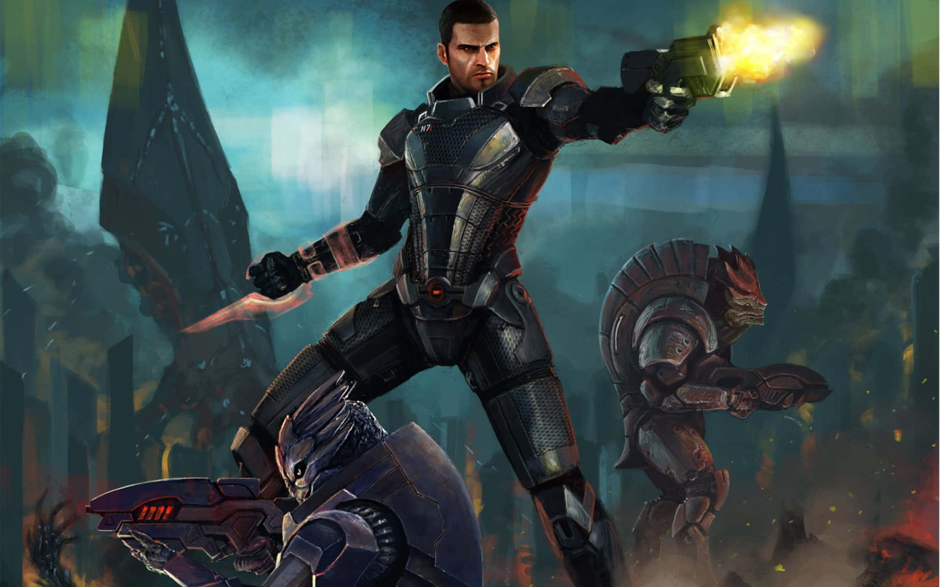 Urdnot Wrex the powerful Krogan warrior from Mass Effect Wallpaper