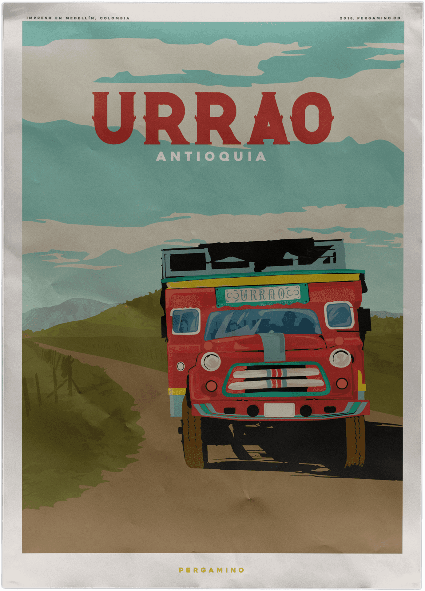 Urrao Antioquia Vintage Travel Poster PNG
