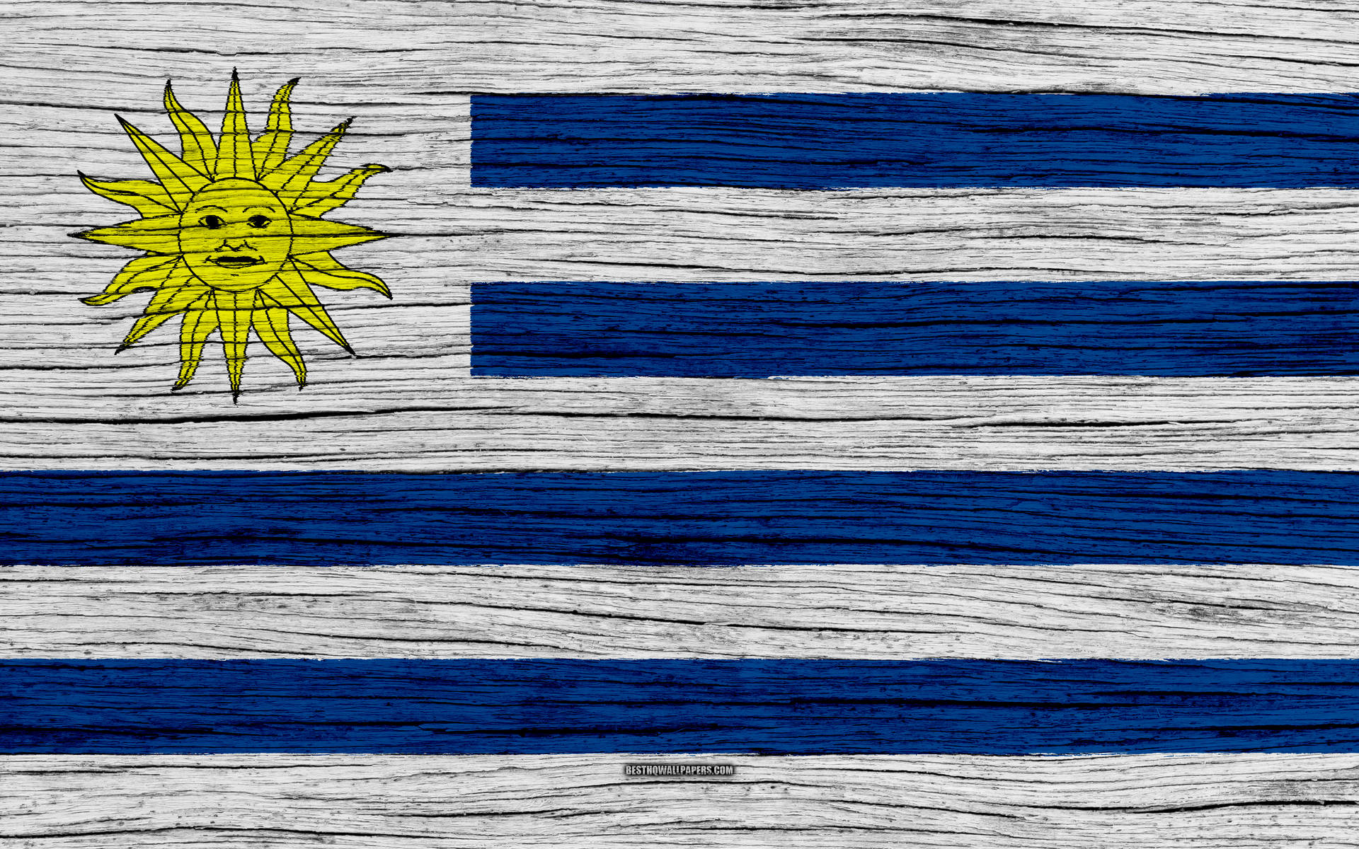 Uruguay Flag With Wooden Texture