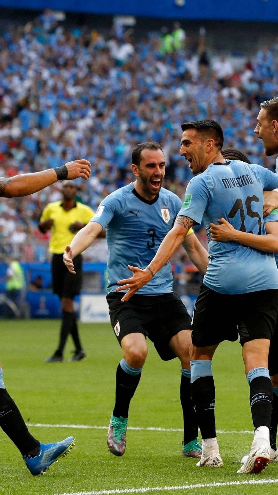 Uruguay Football Players Celebrating