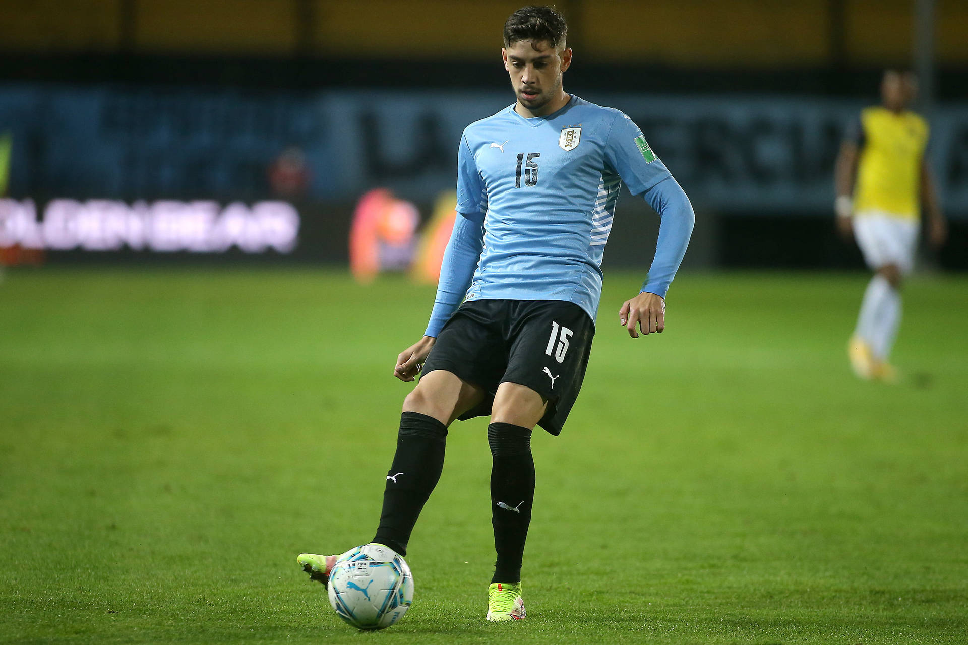 Caption: Federico Valverde in action for the Uruguay National Football Team Wallpaper
