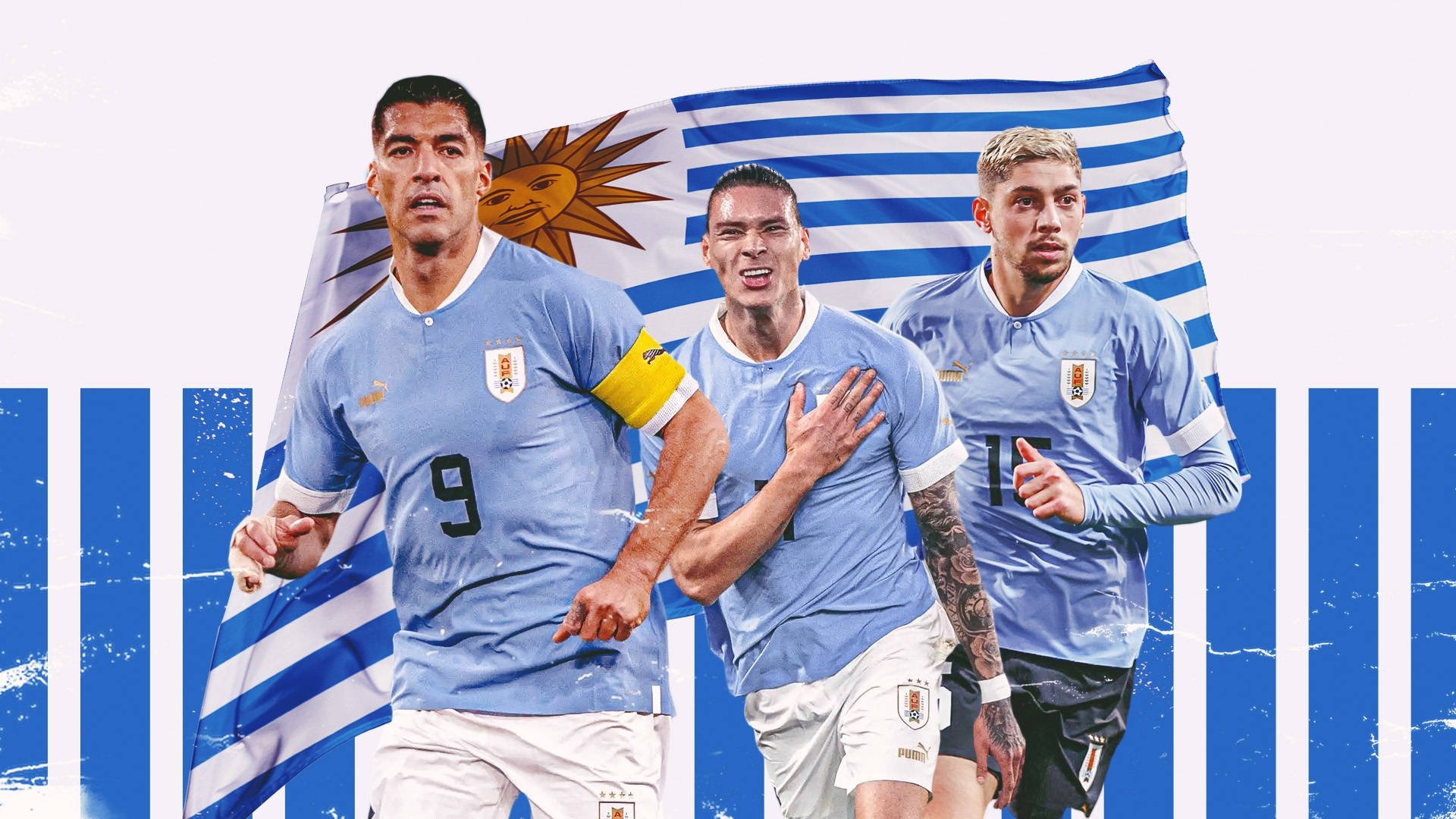 Uruguay National Fodboldholds Flag Tapet Wallpaper