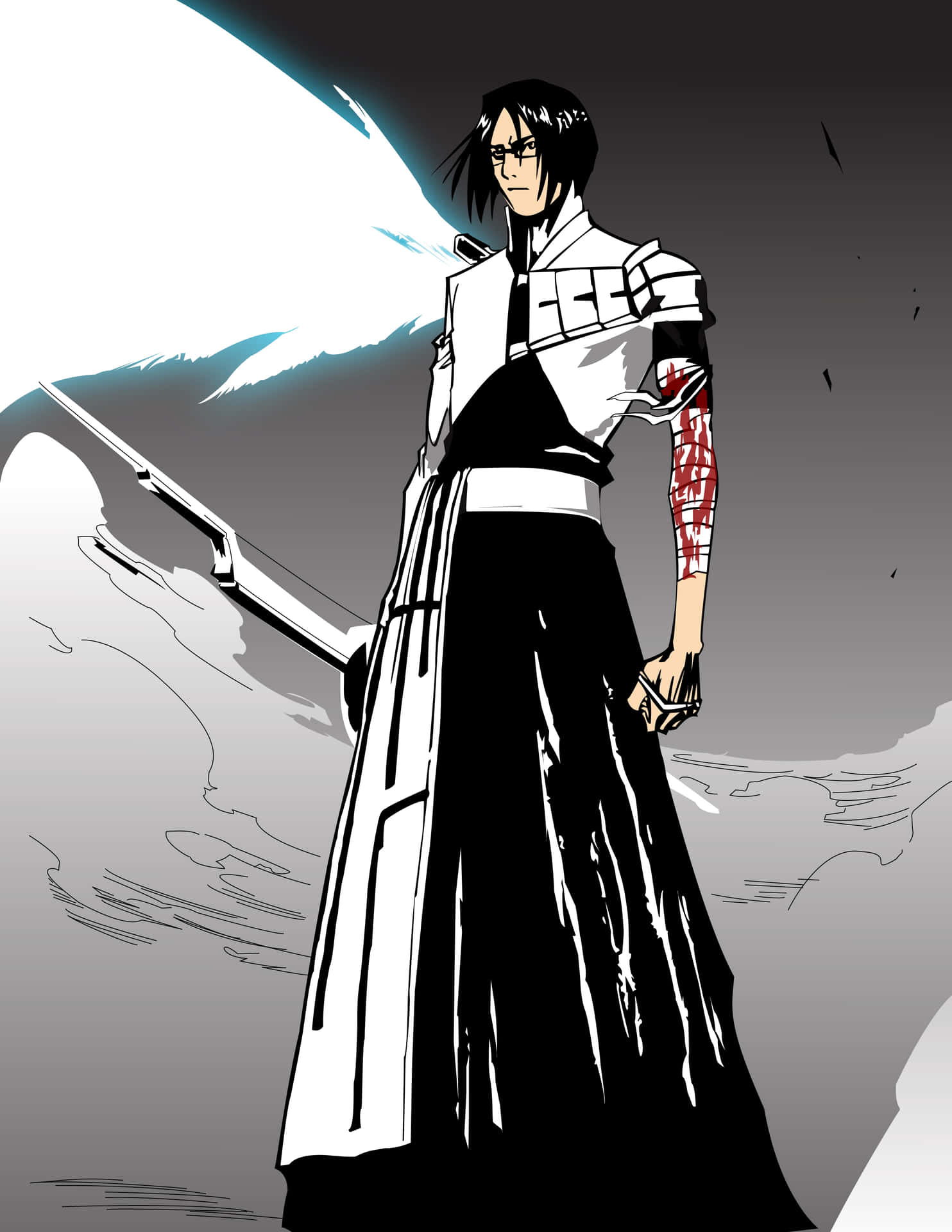 Uryu Ishida Staande Met Boog Achtergrond