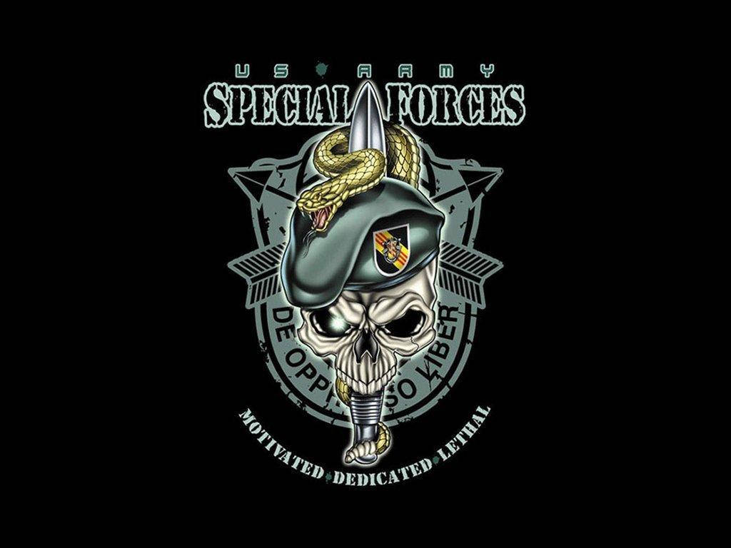 Us Army Stylised Skull Wearing Beret Wallpaper