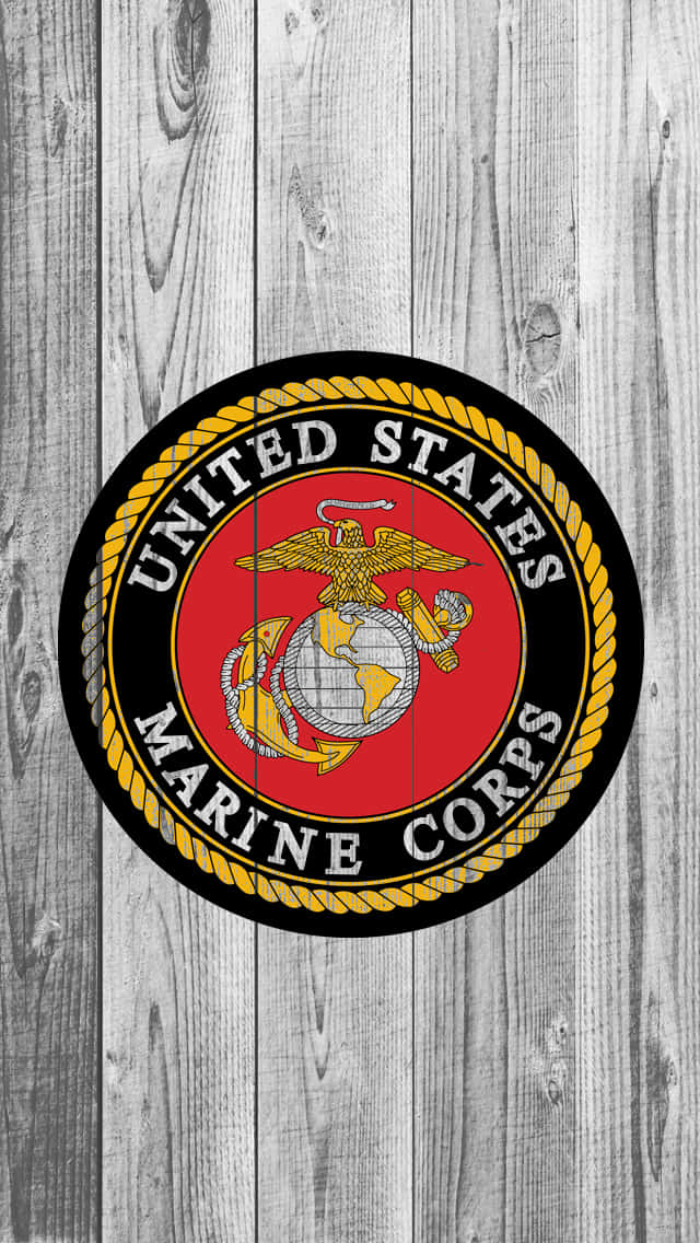 Emblemado Corpo De Fuzileiros Navais Dos Estados Unidos Em Um Fundo De Madeira. Papel de Parede