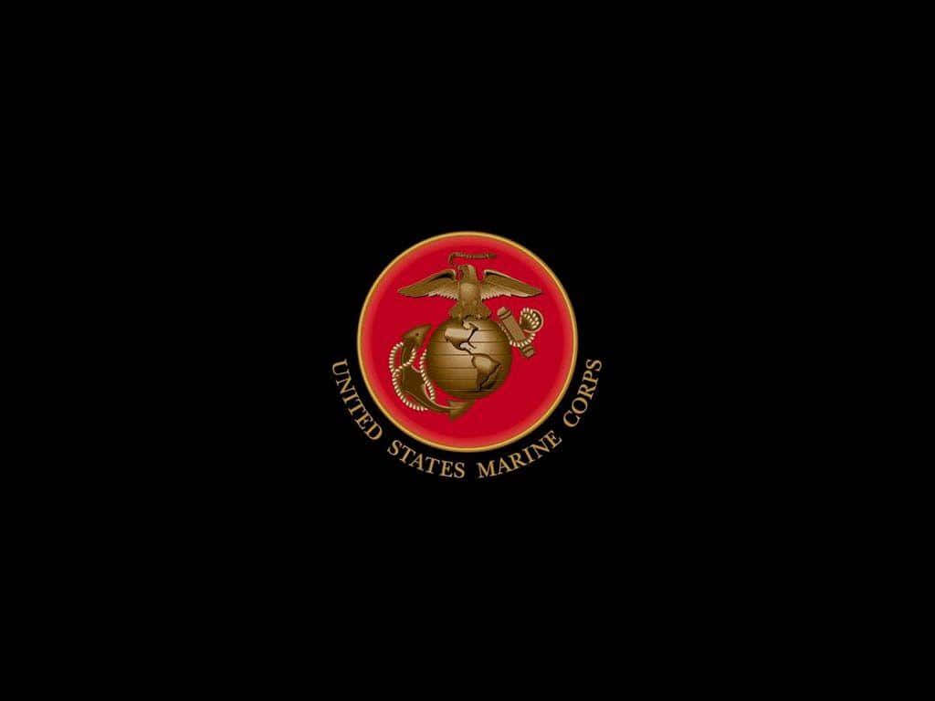 US Marine Corps logo på en sort baggrund Wallpaper