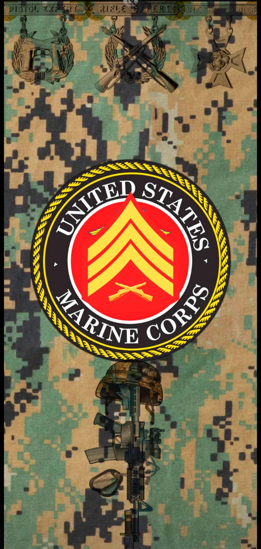 Stolt Amerikansk Marinsoldat I Opstilling med Fokus på et Mål Wallpaper