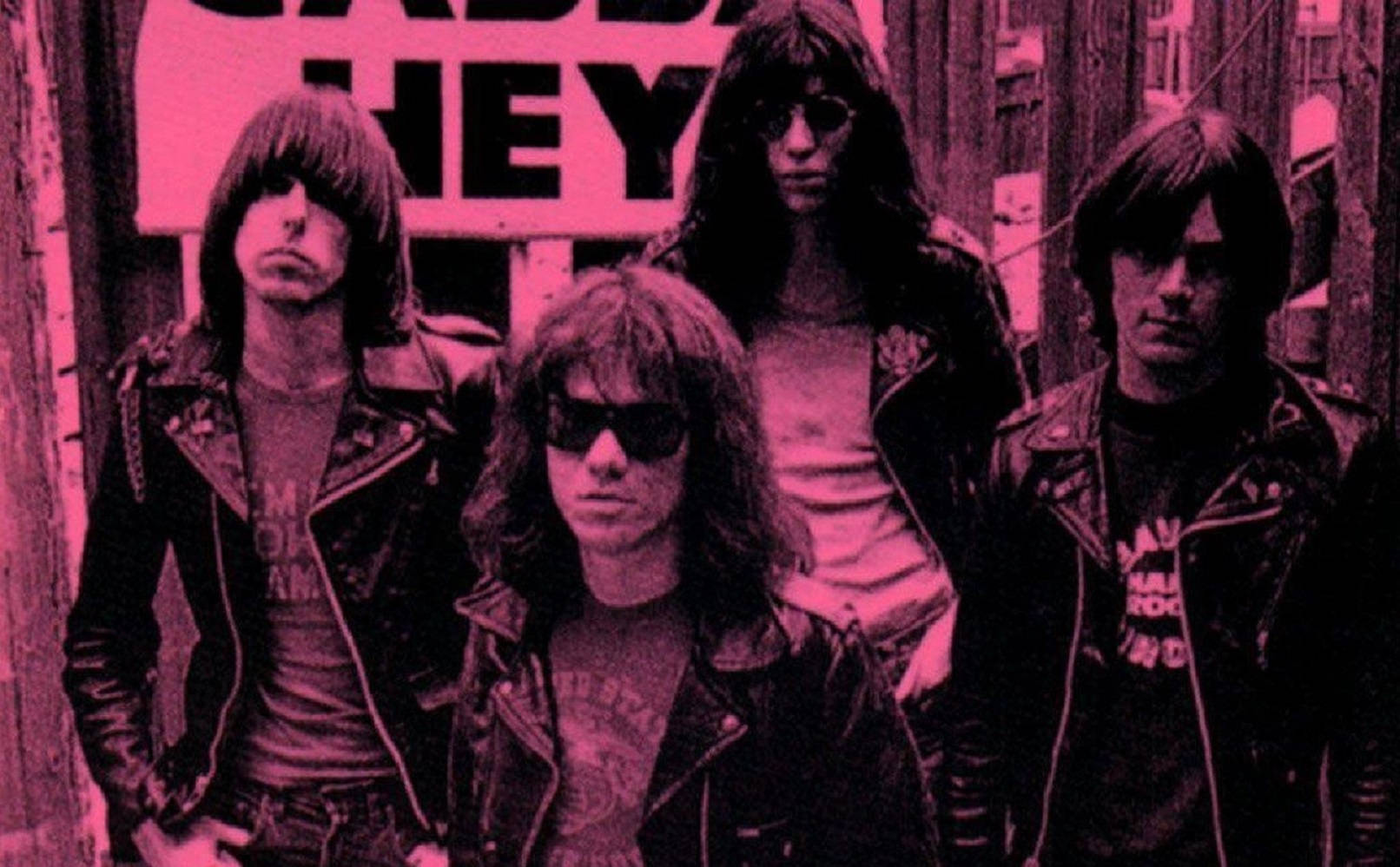 Us Punk Rock Group Ramones 1977 Pink Portrait Wallpaper