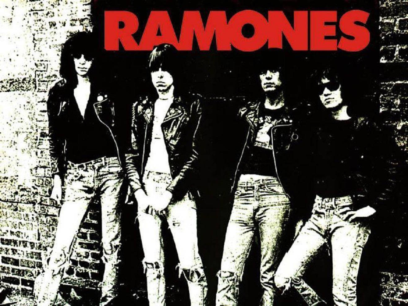 Svartvitillustration Av Amerikanska Rockbandet Ramones. Wallpaper