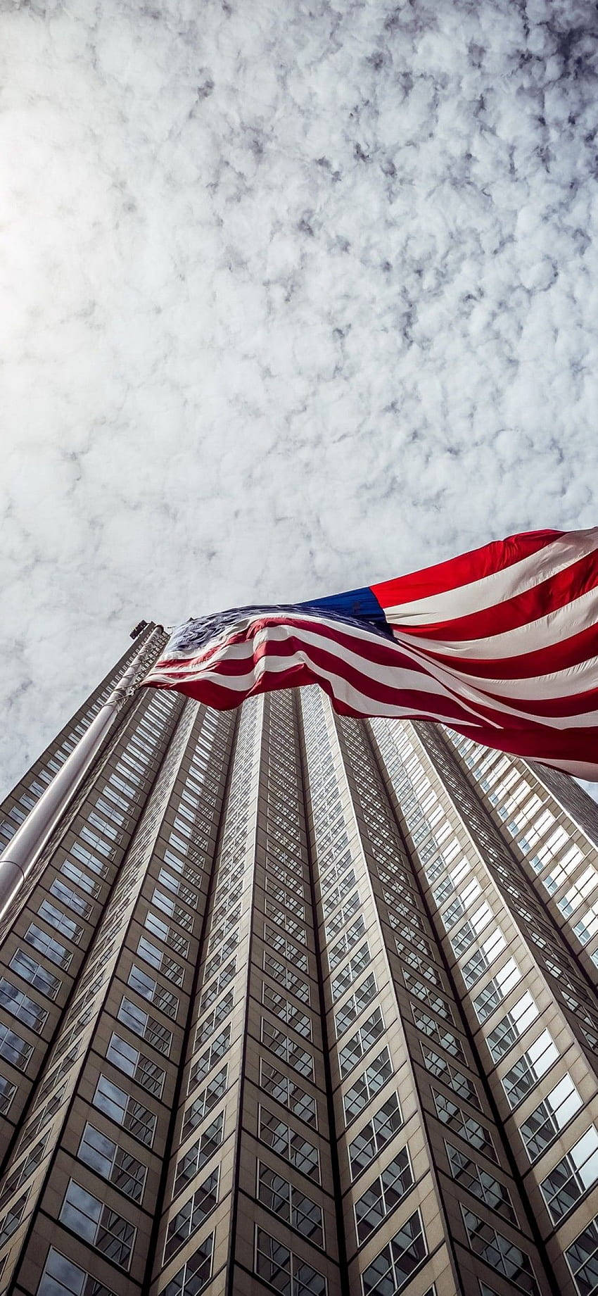 Usa Flag And Skyscraper Background
