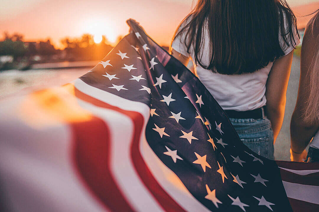 Usa Flag Iphone Ved Solnedgang Wallpaper