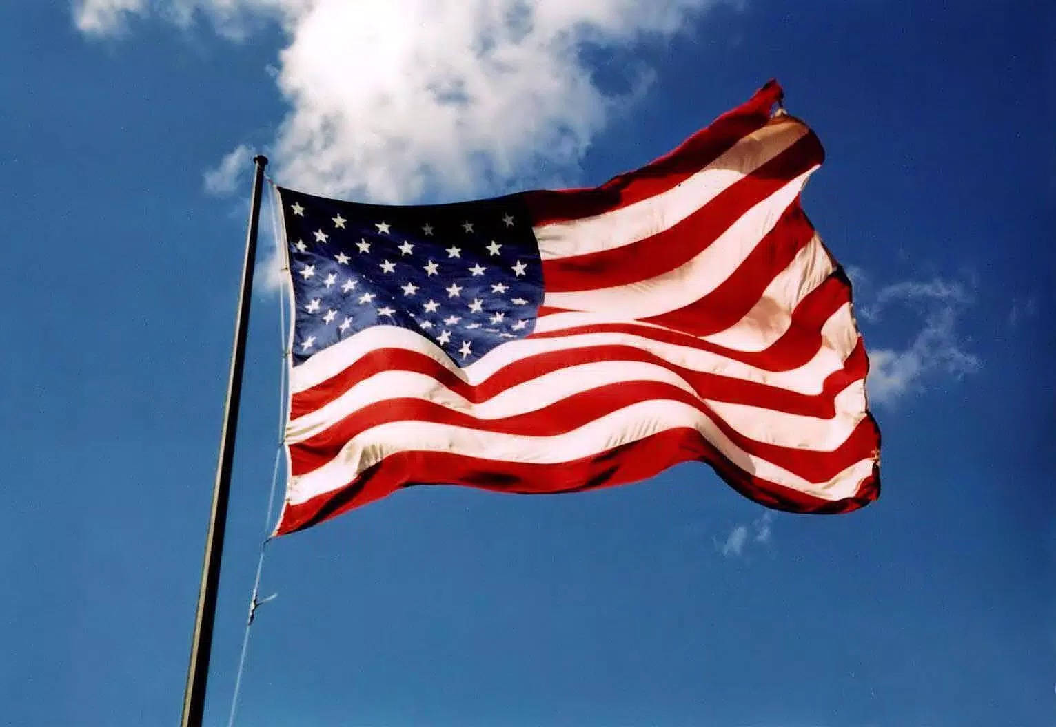 Usa Flag On Pole Background