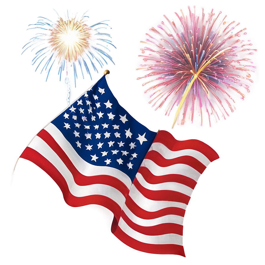 Usa Flag With Fireworks Png Nnd PNG