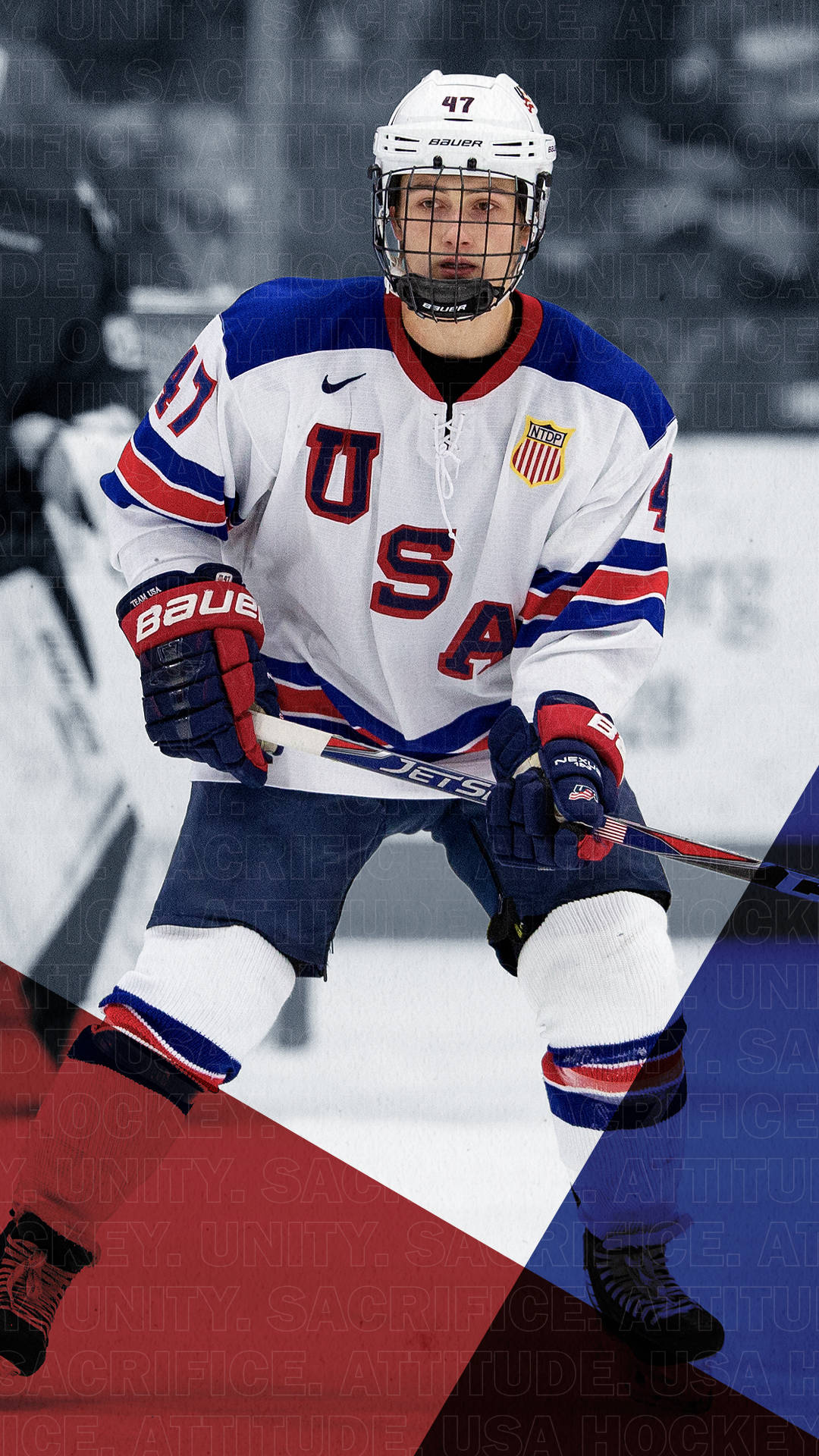Jersey Wallpaper - USA Ice Hockey Spiller I NTDP Jersey Tapet Wallpaper