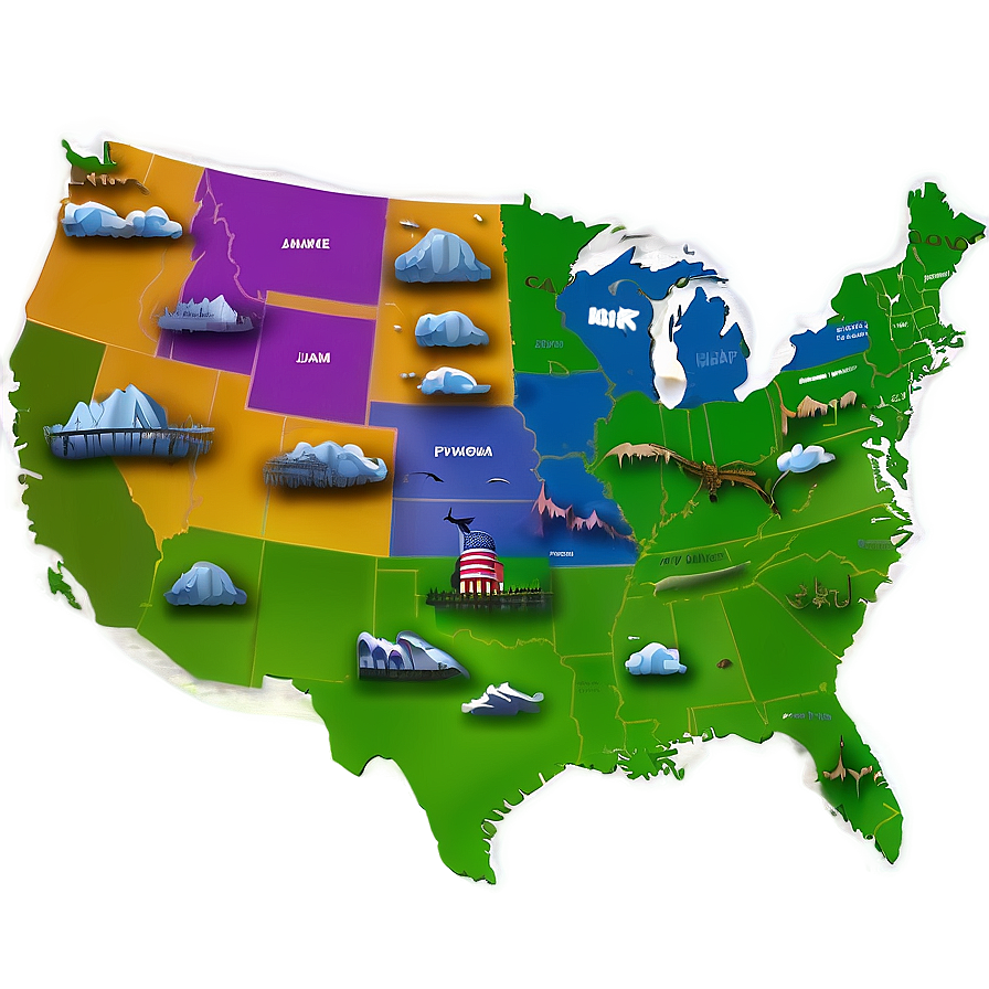 Usa Map With Tourist Attractions Png 18 PNG