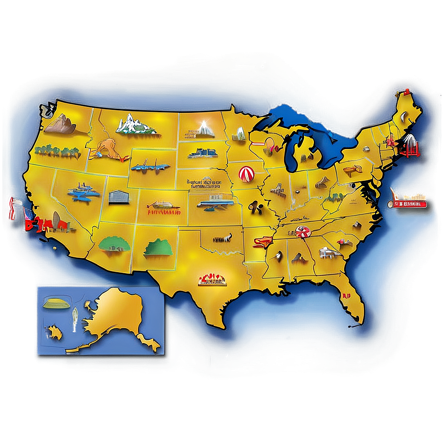 Usa Map With Tourist Attractions Png Lci PNG