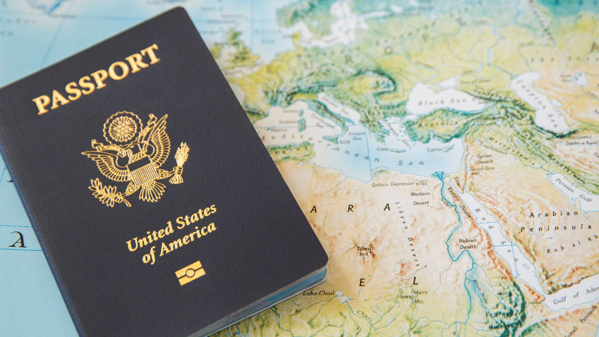 Passaportedos Estados Unidos Em Mapa-múndi. Papel de Parede