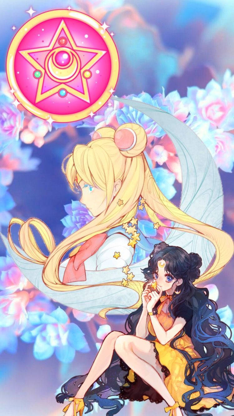 Usagi And Luna Human From Sailor Moon Iphone Wallpaper