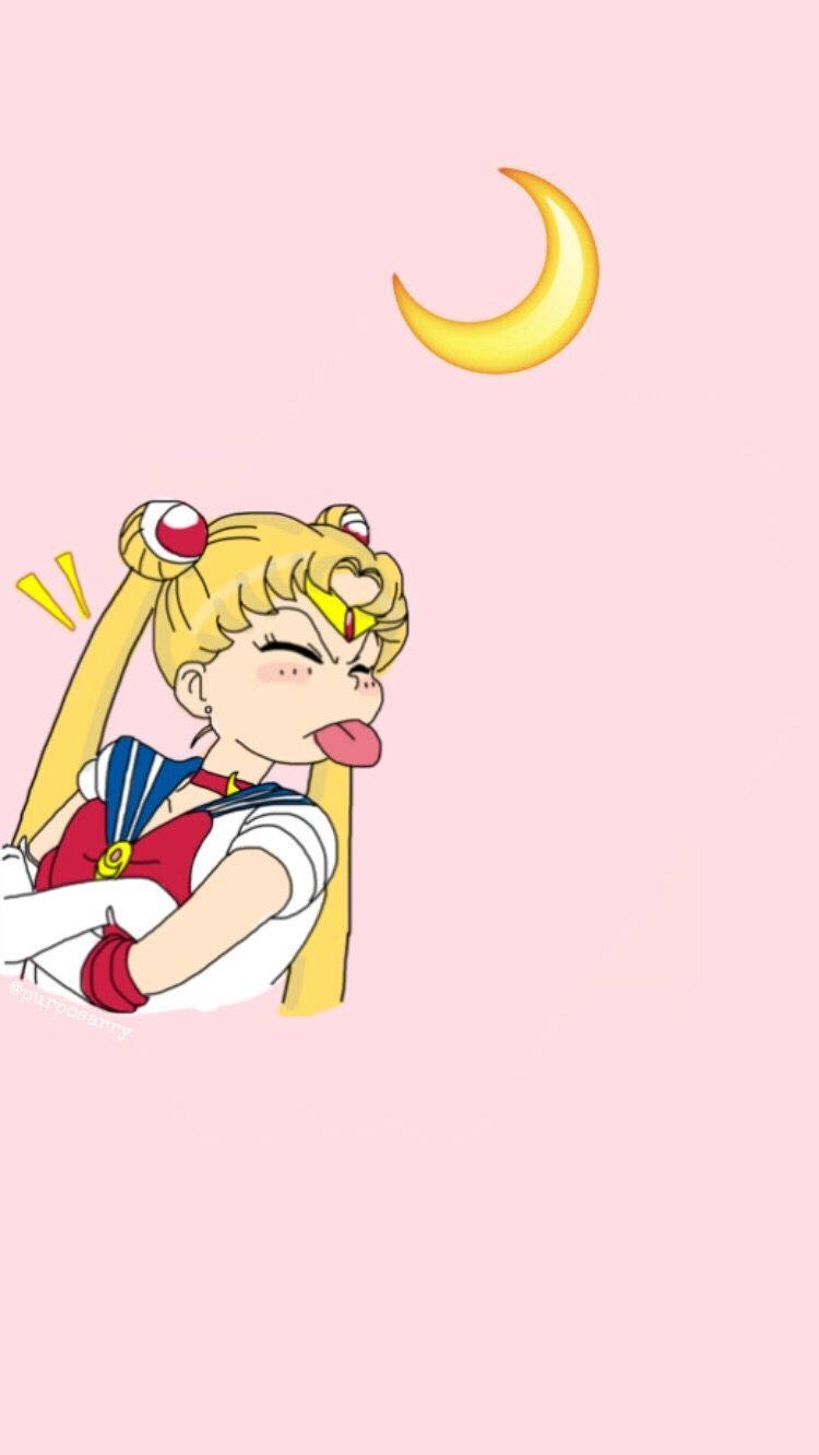 Usagi Sticking Hendes Tunge Ud Sailor Moon iPhone Tapet Wallpaper