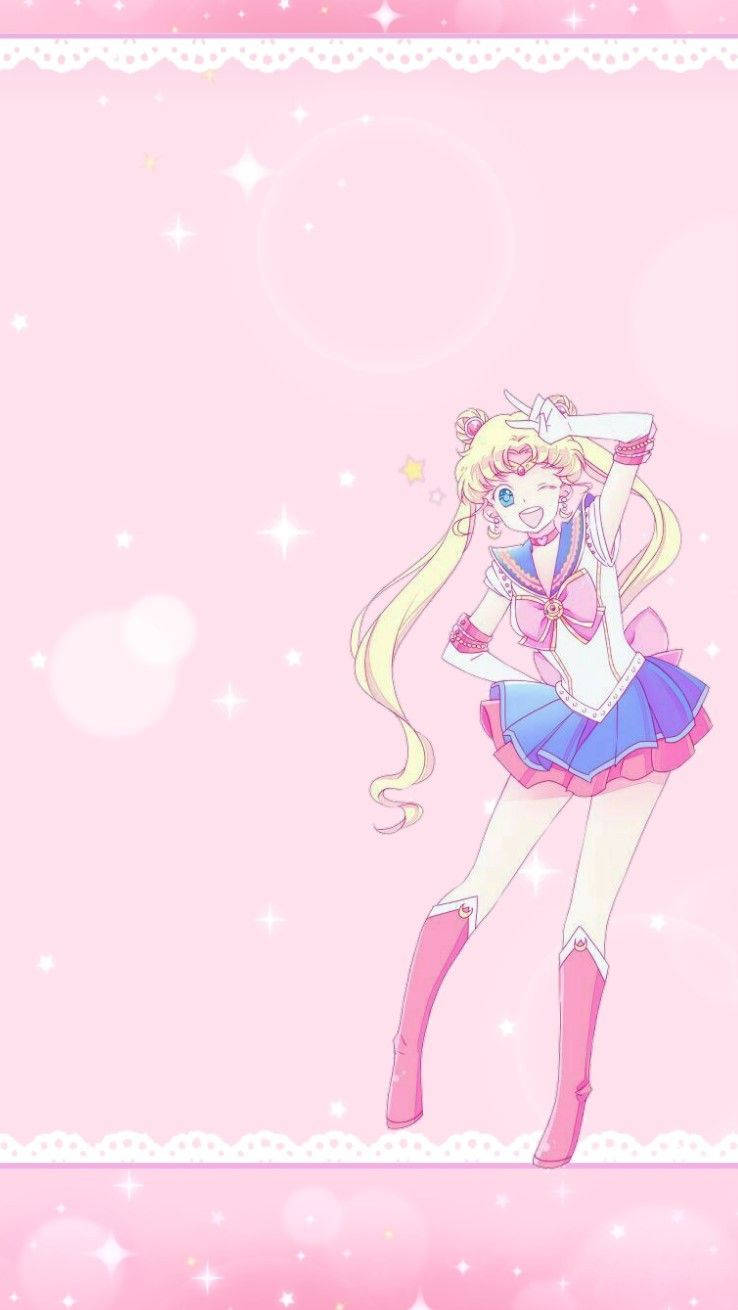 Wallpaperusagi Slår En Söt Pose - Sailor Moon Iphone Bakgrundsbild Wallpaper