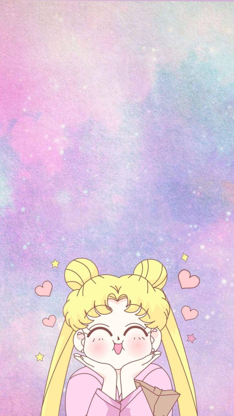 Usagi Surrounded By Hears Sailor Moon Iphone Wallpaper